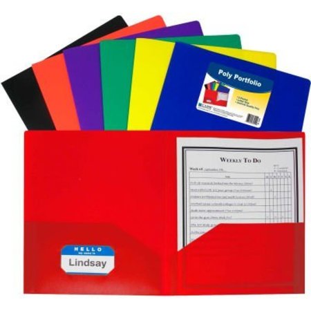 C-LINE PRODUCTS C-Line Products Two-Pocket Heavyweight Poly Portfolio Folder, Assorted Colors - 36 Folders/Set 33950-DS